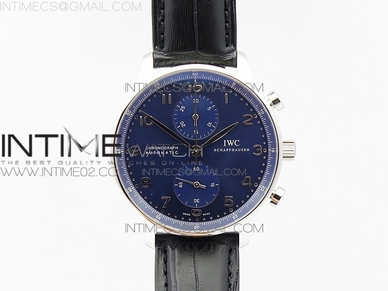 Portuguese IW371491 ZF V3 11 Best Edition SS Blue dial on Black Leather Strap A79350 (Slim Movement)