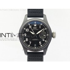 Big Pilot Real PR IW502001 Real Ceramic V2 ZF 11 Best Edition Black Dial on Black Calfskin Strap A51111