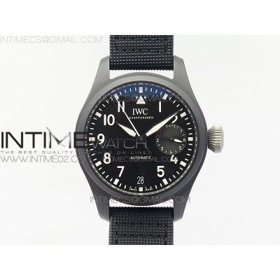 Big Pilot Real PR IW502001 Real Ceramic V2 ZF 11 Best Edition Black Dial on Black Calfskin Strap A51111