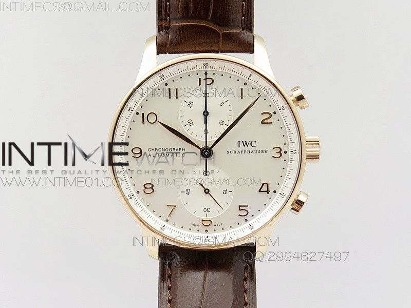 Portuguese IW371480 ZF V3 11 Best Edition RG White dial on Brown Leather Strap A79350 (Slim Movement)