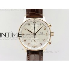 Portuguese IW371480 ZF V3 11 Best Edition RG White dial on Brown Leather Strap A79350 (Slim Movement)