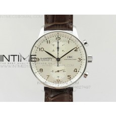 Portuguese IW371445 ZF V3 11 Best Edition SS White Dial RG Markers on Brown Leather Strap A79350 (Slim Movement)