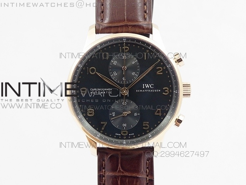 Portuguese IWC371415 ZF 11 Best Edition RG Black dial on Brown Leather Strap A7750