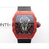 RM027-03 Real Tourbillon Red Carbon BBR Best Edition Skeleton Dial on Black Nylon Strap