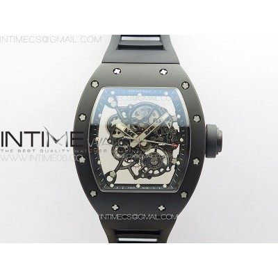 RM055 Black Ceramic BBR Best Edition Skeleton Dial on Black Rubber Strap Clone RMUL2 V2