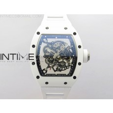 RM055 White Ceramic BBR Best Edition Skeleton Dial on White Rubber Strap Clone RMUL2 V2