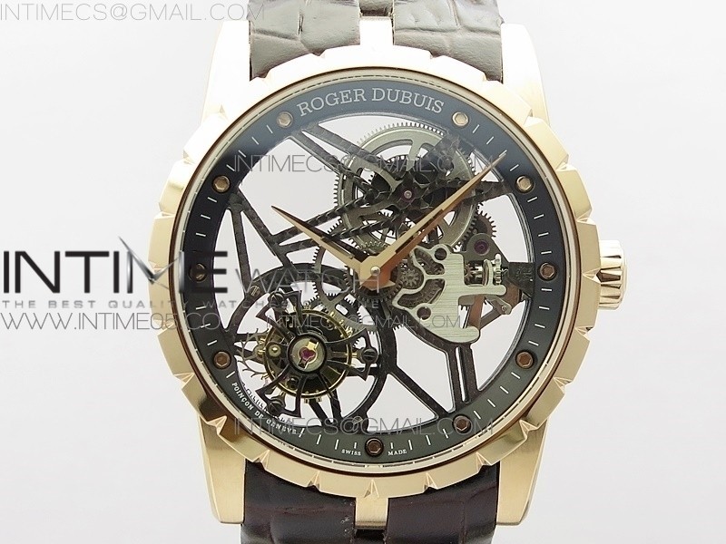 Excalibur Rddbex0393 RG BBR Best Edition Skeleton Dial on Brown Leather Strap A2136 Tourbillon V4