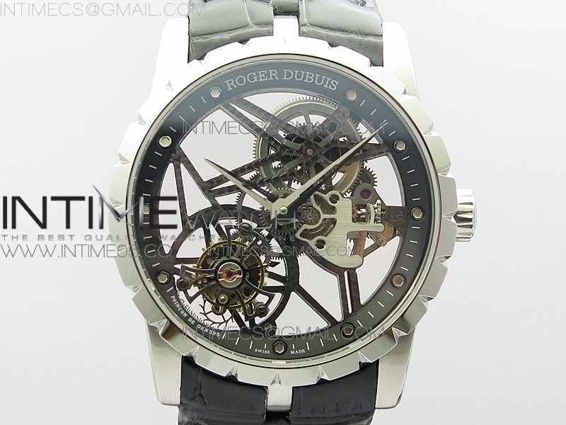 Excalibur Rddbex0393 SS BBR Best Edition Skeleton Dial on Black Leather Strap A2136 Tourbillon V4