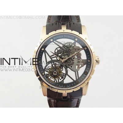 Excalibur Rddbex0392 RG BBR Best Edition Skeleton Dial on Brown Leather Strap A2136 Tourbillon