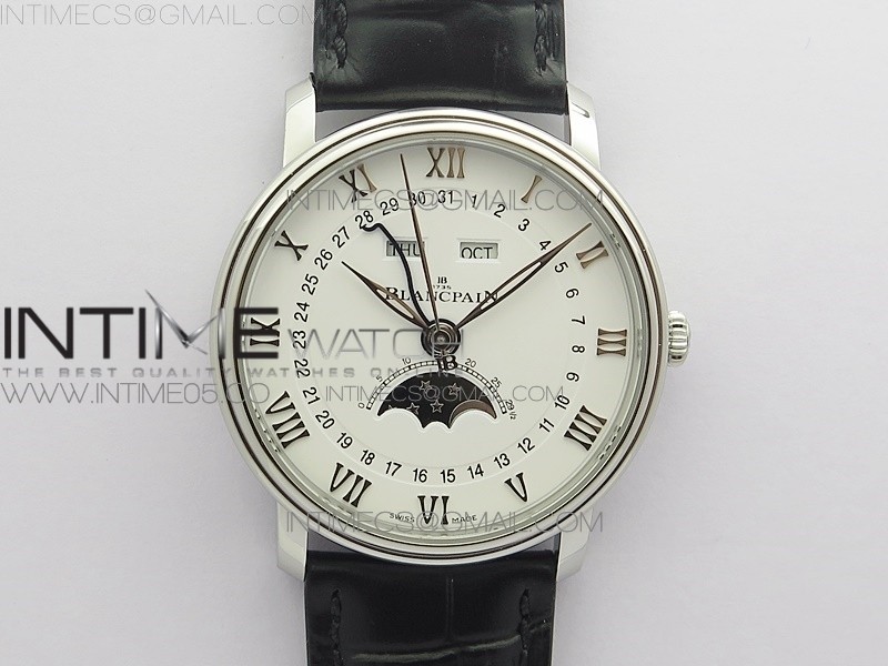 Villeret 6654 SS Complicated Function OMF 11 Best Edition White Dial on Black Leather Strap A6654 V3