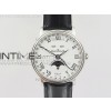 Villeret Quantième Complet 8 Jours SS Complicated Function OMF 11 Best Edition White Dial on Black Leather Strap A6639