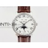 Villeret Quantième Complet 8 Jours SS Complicated Function OMF 11 Best Edition White Dial on Brown Leather Strap A6639