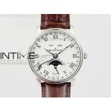 Villeret Quantième Complet 8 Jours SS Complicated Function OMF 11 Best Edition White Dial on Brown Leather Strap A6639