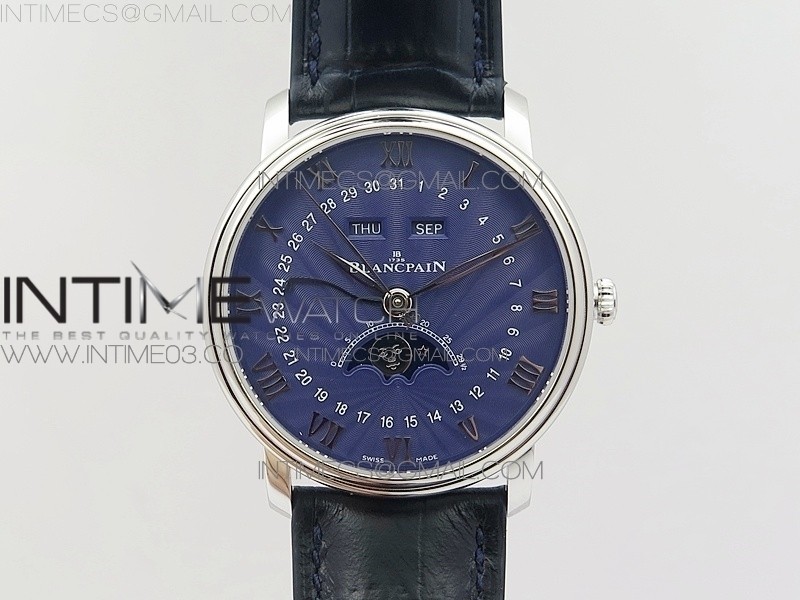 Villeret 6654 SS Complicated Function OMF V2 11 Best Edition Black Dial on Blue Leather Strap A6654