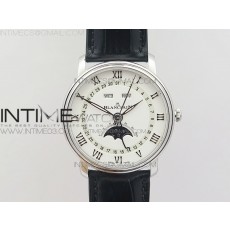 Villeret 6654 SS Complicated Function OMF V2 11 Best Edition White Dial (Cream Datewheel) on Black Leather Strap A6654