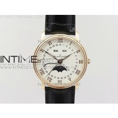 Villeret 6654 RG Complicated Function OMF 11 Best Edition White Texture Dial on Black Leather Strap A6654