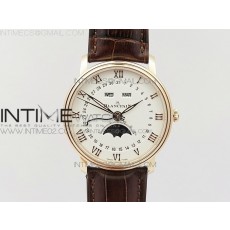 Villeret 6654 RG Complicated Function OMF 11 Best Edition White Dial on Brown Leather Strap A6654