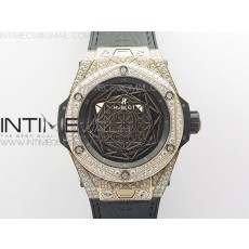 Big Bang Sang Bleu RG Ti Crystal Case Bezel WWF 11 Best Edition Black Skeletonal Dial On Black Gummy Strap Asian HB1213 V2