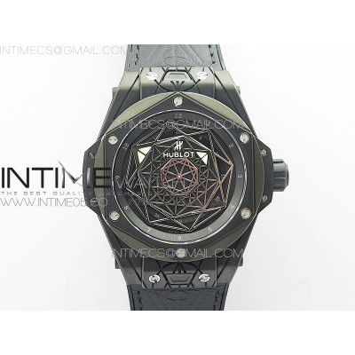 Big Bang Sang Bleu DLC Ti WWF 11 Best Edition Black Skeletonal Dial On Black Gummy Strap Asian HB1213 V2