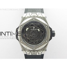 Big Bang Sang Bleu Ti WWF 11 Best Edition Black Skeletonal Dial On Black Gummy Strap Asian HB1213 V2