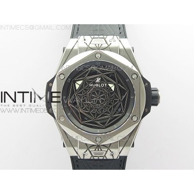 Big Bang Sang Bleu Ti WWF 11 Best Edition Black Skeletonal Dial On Black Gummy Strap Asian HB1213 V2