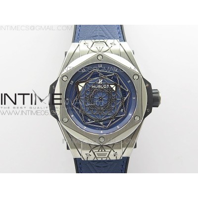 Big Bang Sang Bleu Ti WWF 11 Best Edition Blue Skeletonal Dial On Blue Gummy Strap Asian HB1213 V2