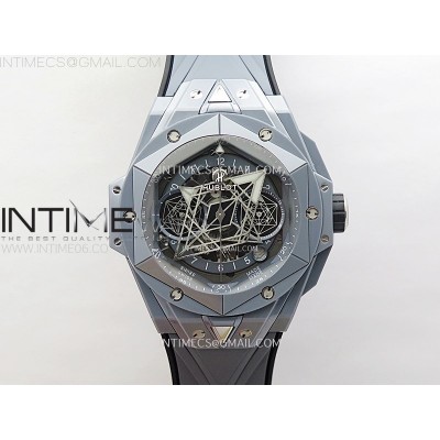 Big Bang Sang Bleu II Gray Ceramic BBF Best Edition on Gray Rubber Strap A1240