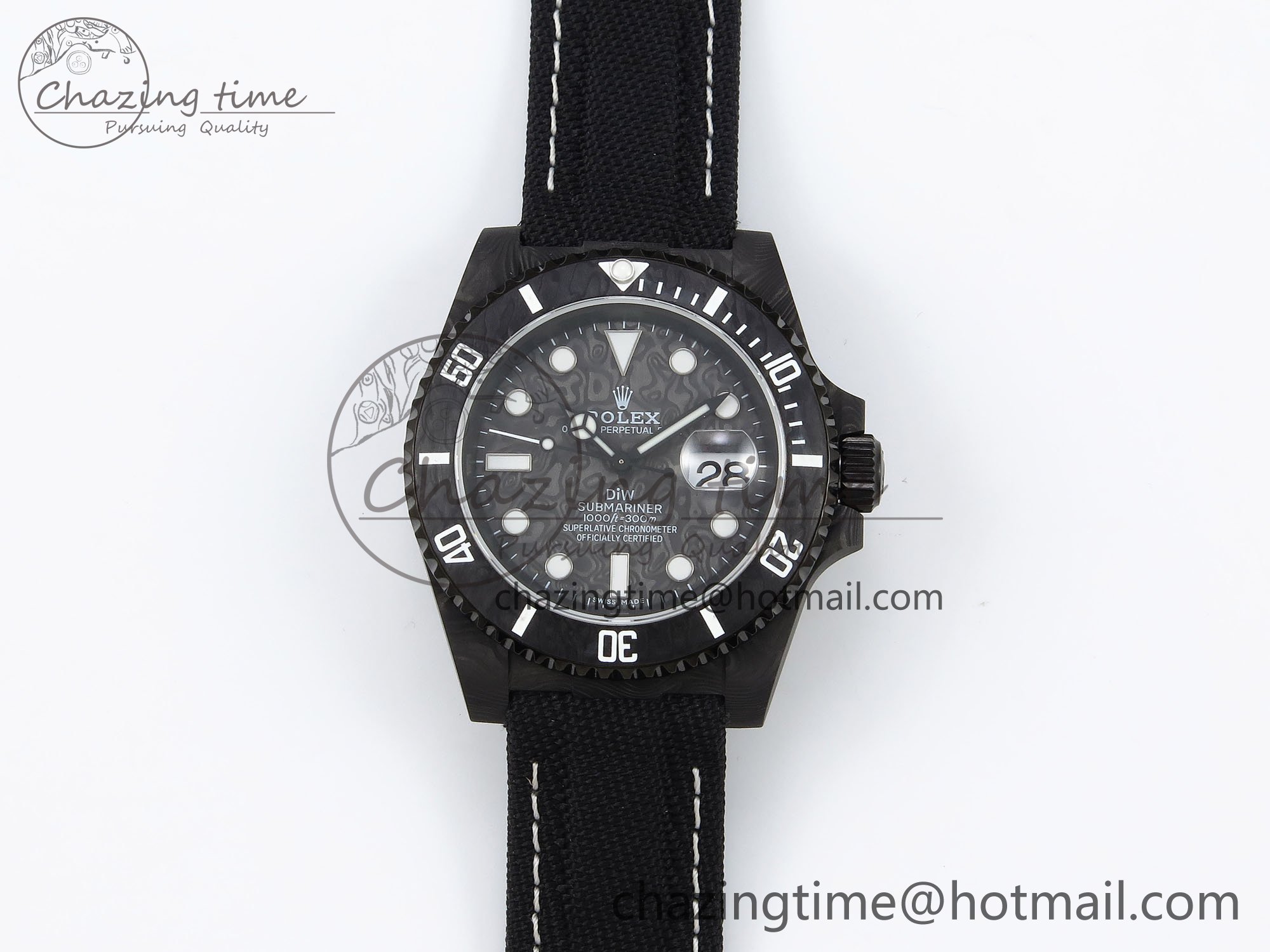 [IPK공장]롤렉스 서브마리너 DIW Carbon Black/White Dial on Black Nylon Strap VR3135