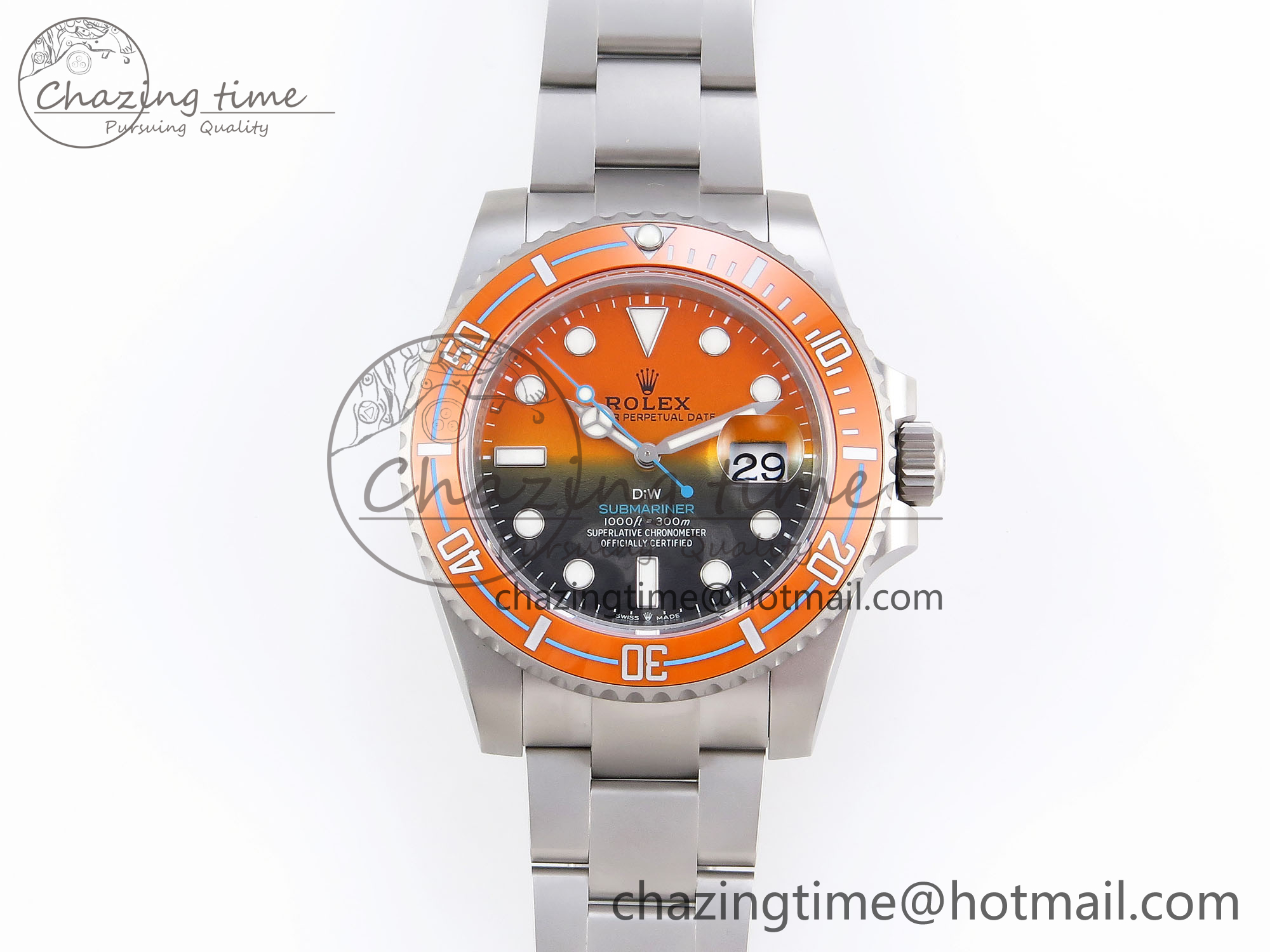 [VS공장]롤렉스 서브마리너 DIW SANDBLASTED ORANGE CERAMIC BEZEL ORANGE/BLACK DIAL ON SS BRACELET VS3135