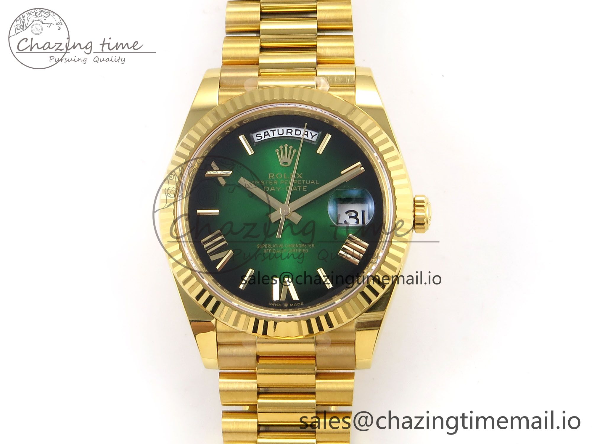 [THB공장]롤렉스 데이데이트 228238 Green Ombre Roman Dial on President Bracelet VR3255 (텅스텐)