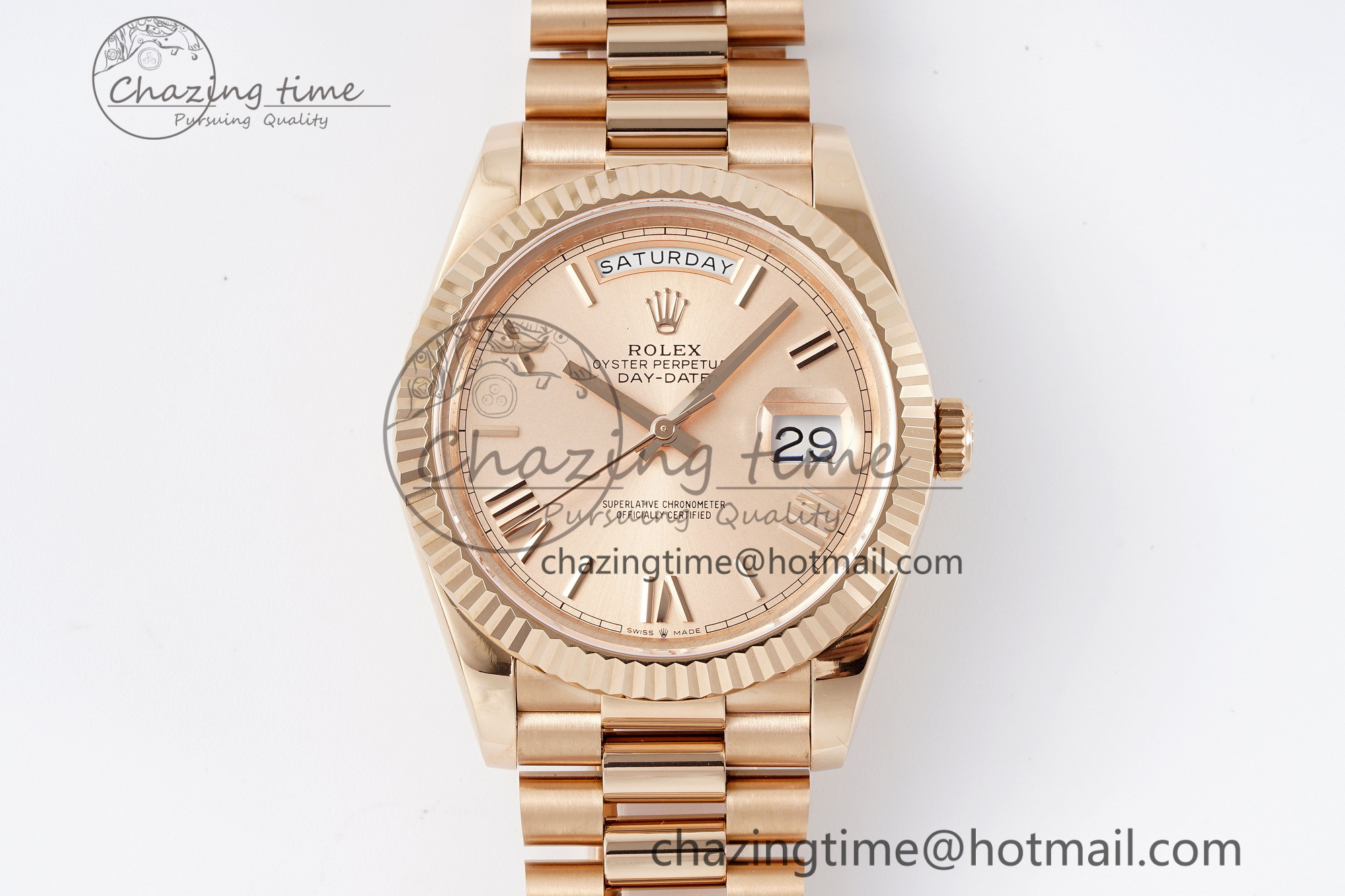 [GM공장]롤렉스 데이데이트 40 RG Dial Roman Markers on President Bracelet A2836