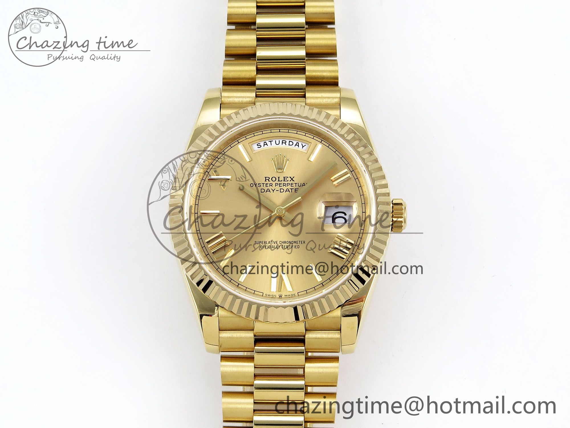 [GM공장]롤렉스 데이데이트 40 YG Big Roman Dial on President Bracelet VR2836 (텅스텐)