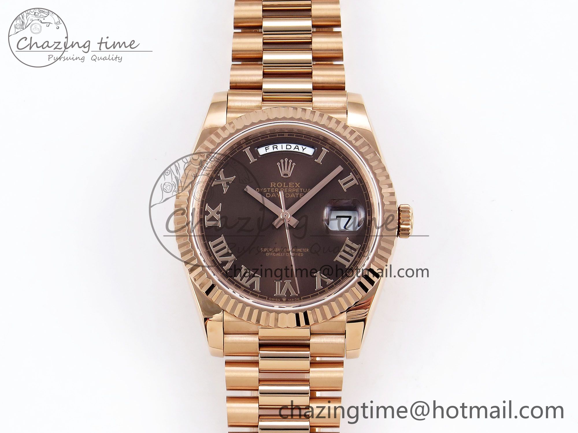 [GM공장]롤렉스 데이데이트 40 RG Brown Roman Dial on President Bracelet VR2836 V3 (텅스텐)