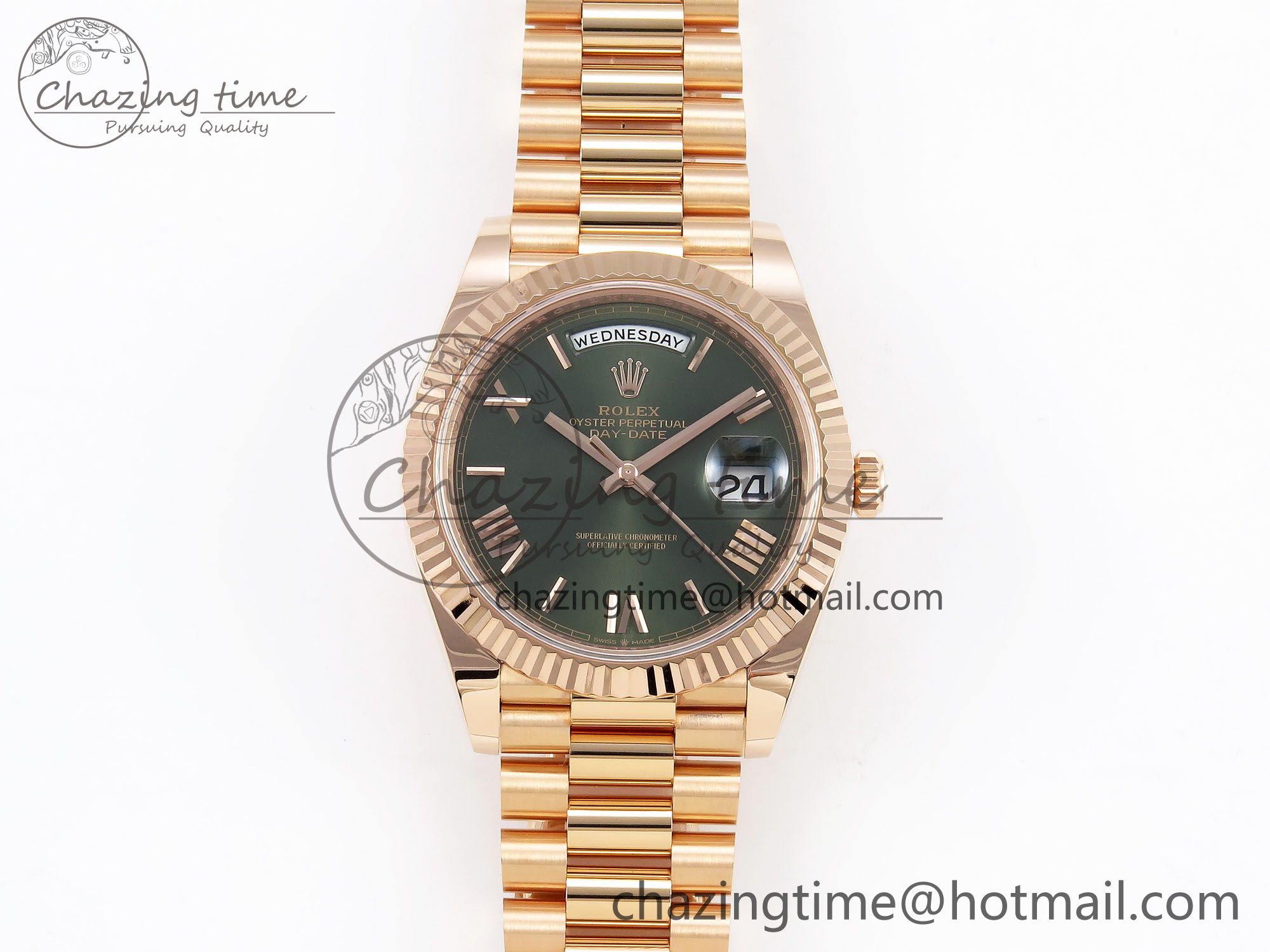 [AR공장]롤렉스 데이데이트 40mm  RG 228235 Green Roman Dial on President Bracelet VR3255 (텅스텐)