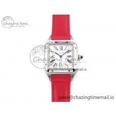 [AF공장]까르띠에 산토스 뒤몽 31.4mm Silver Dial on Red Leather Strap A157