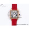 [AF공장]까르띠에 산토스 뒤몽 31.4mm RG Silver Dial Diamonds Bezel on Red Leather Strap A157