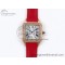 [AF공장]까르띠에 산토스 뒤몽 31.4mm RG Silver Dial Diamonds Bezel on Red Leather Strap A157