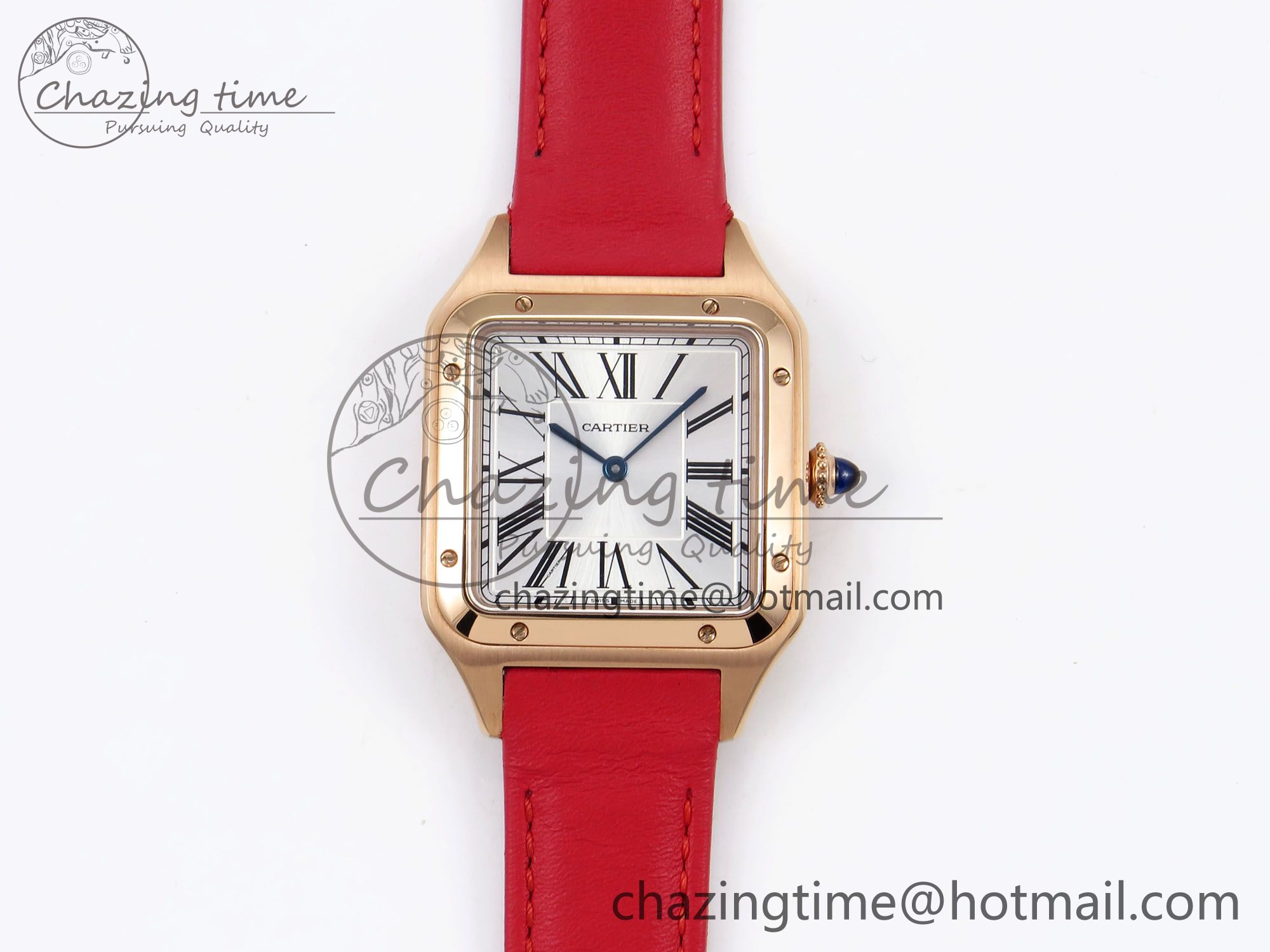 [AF공장]까르띠에 산토스 뒤몽 31.4mm RG Silver Dial on Red Leather Strap A157