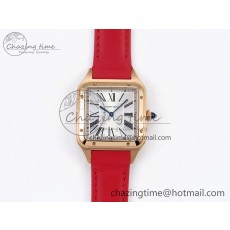 [AF공장]까르띠에 산토스 뒤몽 31.4mm RG Silver Dial on Red Leather Strap A157