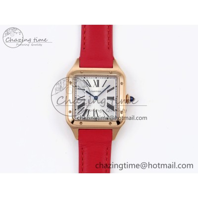 [AF공장]까르띠에 산토스 뒤몽 31.4mm RG Silver Dial on Red Leather Strap A157