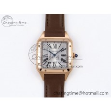 [AF공장]까르띠에 산토스 뒤몽 31.4mm RG Silver Dial on Brown Leather Strap A157