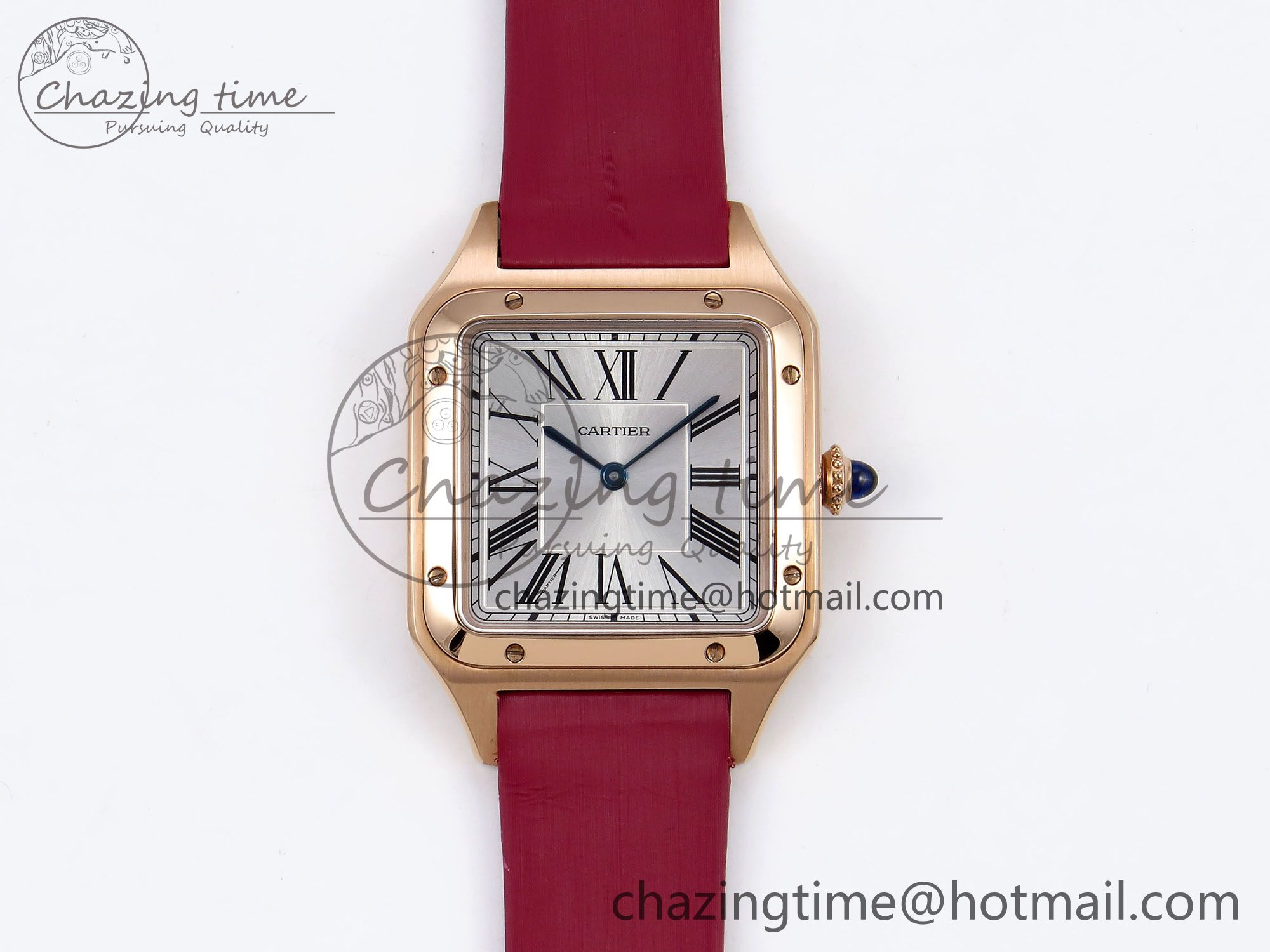 [AF공장]까르띠에 산토스 뒤몽 31.4mm RG Silver Dial on Red Fabric Strap A157