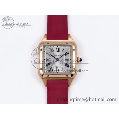 [AF공장]까르띠에 산토스 뒤몽 31.4mm RG Silver Dial on Red Fabric Strap A157