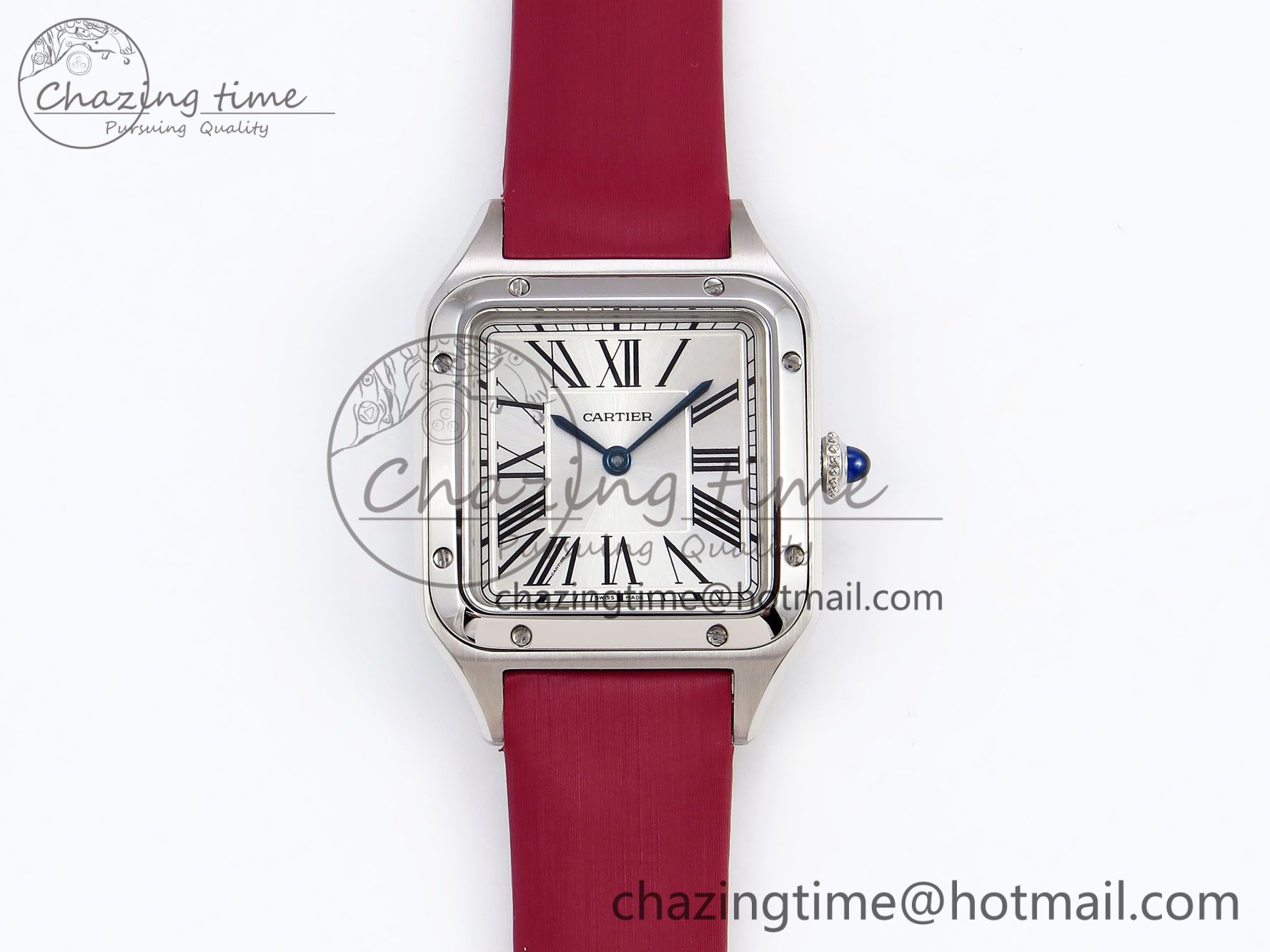 [AF공장]까르띠에 산토스 뒤몽 27.5mm Silver Dial on Red Fabric Strap A157