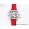 [AF공장]까르띠에 산토스 뒤몽 27.5mm Silver Dial on Red Leather Strap A157