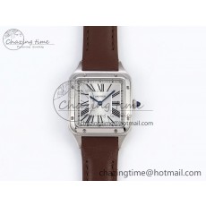 [AF공장]까르띠에 산토스 뒤몽 27.5mm Silver Dial on Brown Leather Strap A157