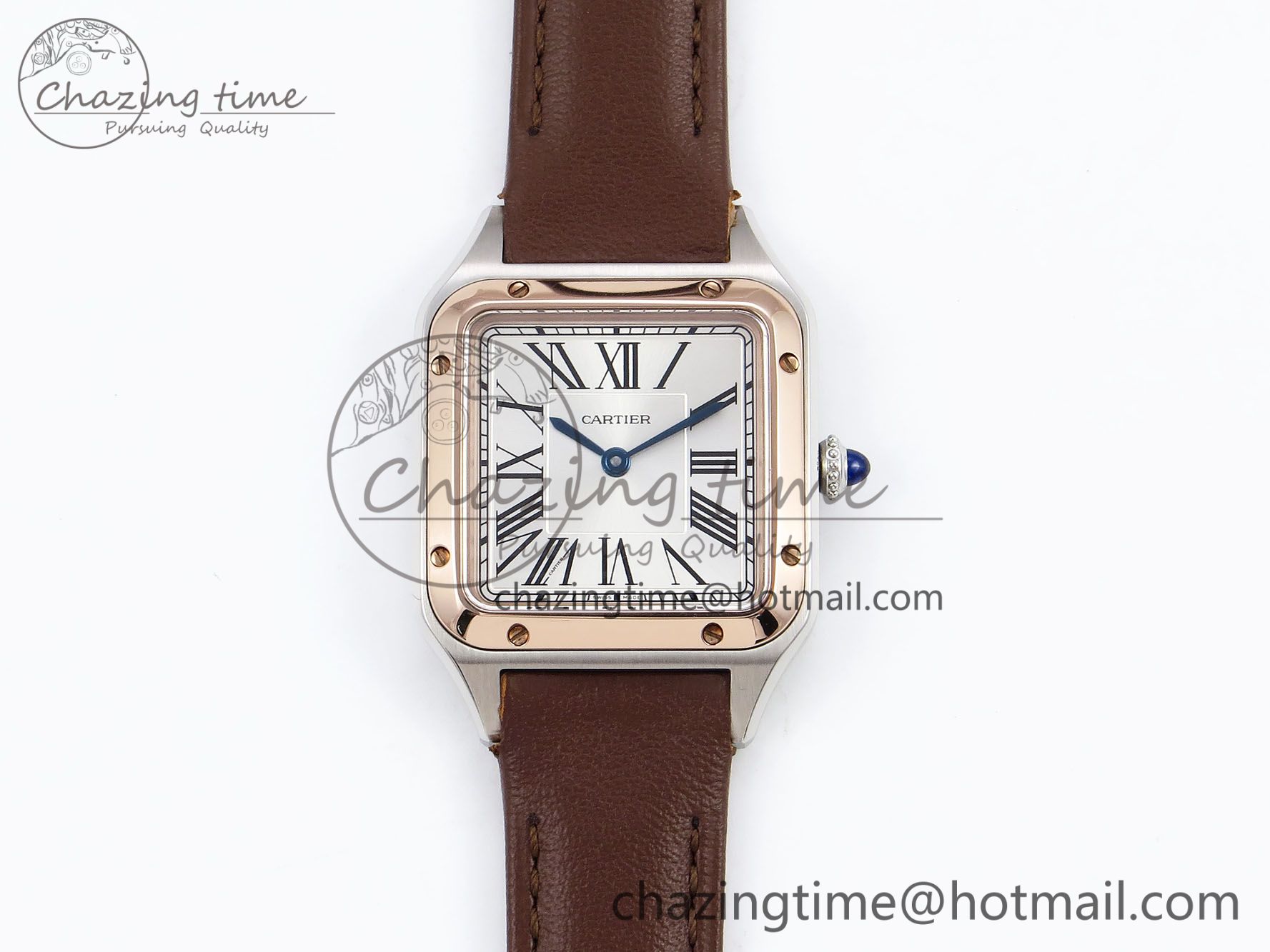 [AF공장]까르띠에 산토스 뒤몽 27.5mm RG Silver Dial on Brown Leather Strap A157