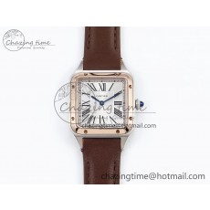 [AF공장]까르띠에 산토스 뒤몽 27.5mm RG Silver Dial on Brown Leather Strap A157