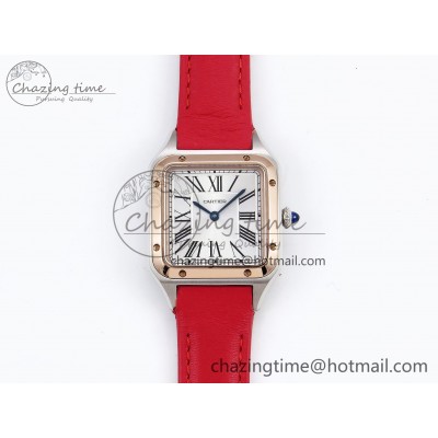 [AF공장]까르띠에 산토스 뒤몽 27.5mm RG Silver Dial on Red Leather Strap A157