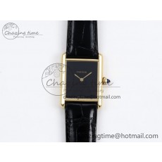 [DR공장]까르띠에 탱크루이 Large YG 33.7mm Black Dial on Black Leather Strap Swiss Quartz